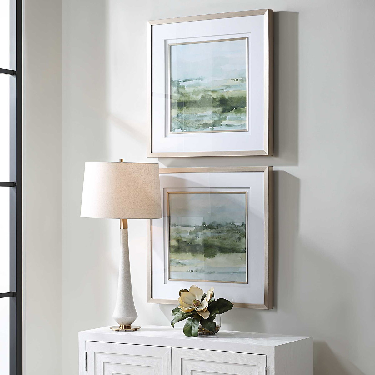 Soft Sage Abstract Landscape Prints Set/2, Art by Uttermost, 28" width x 28" height x 2.12" depth View 4