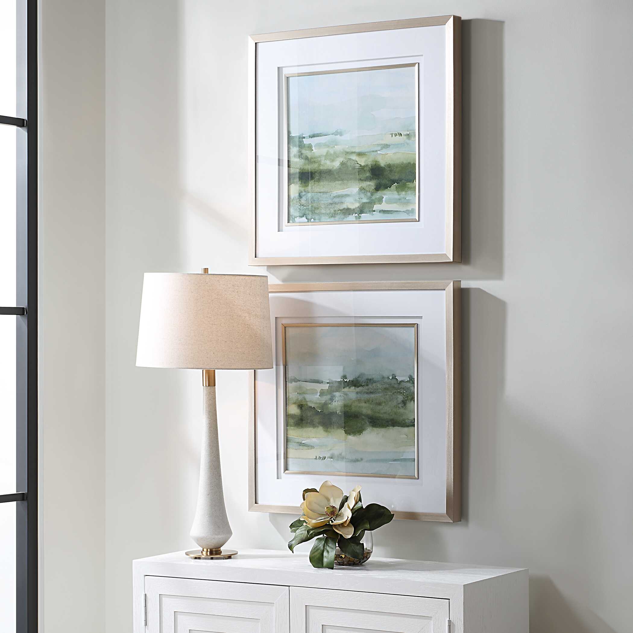 Soft Sage Abstract Landscape Prints Set/2, Painting by Uttermost, 28" width x 28" height x 2.12" depth View 4