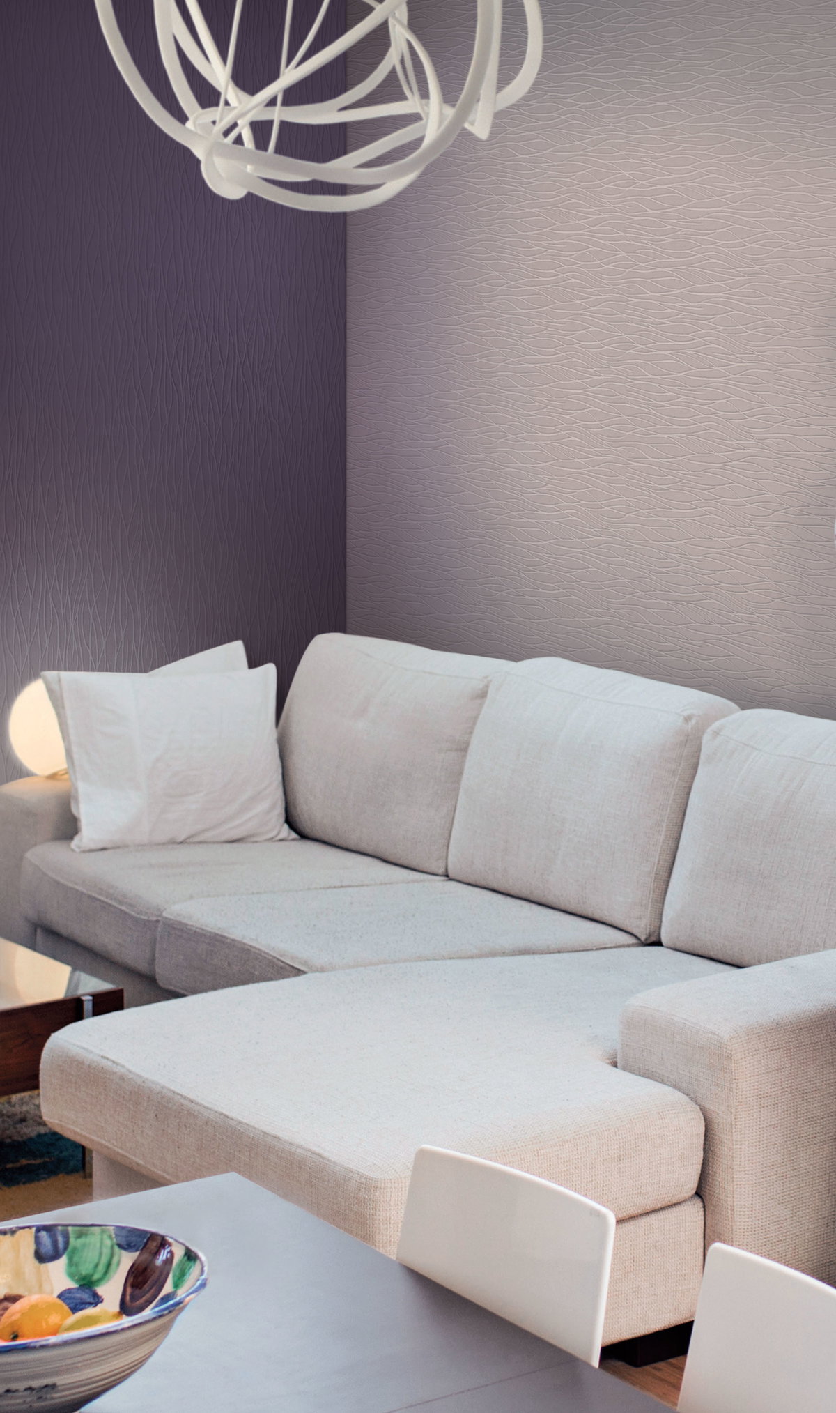 Organic Waves Paintable White Wallpaper, by York Wall, 33' length x 1'9" width x 0.02" depth View 3