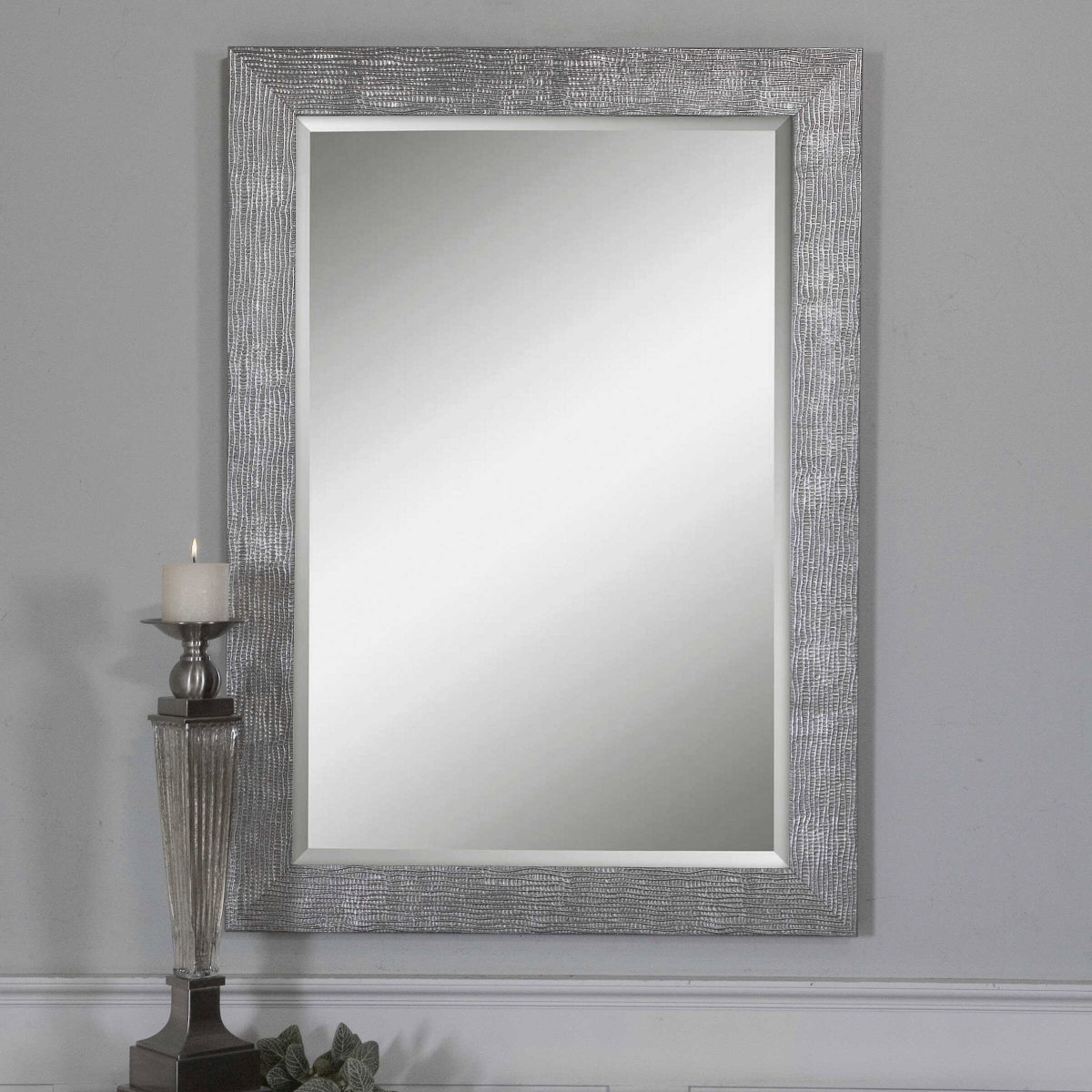 Tarek Silver Mirror, by Uttermost, 2'5.87" width x 3'5.87" height x 0.87" depth View 4