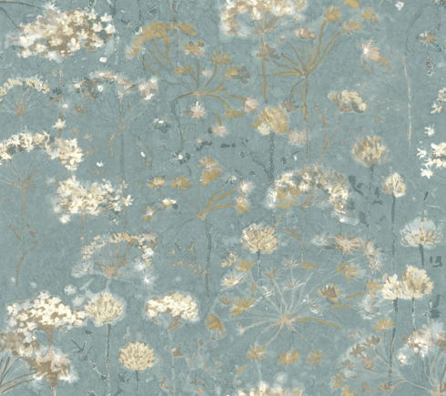 Botanical Fantasy Blue Wallpaper