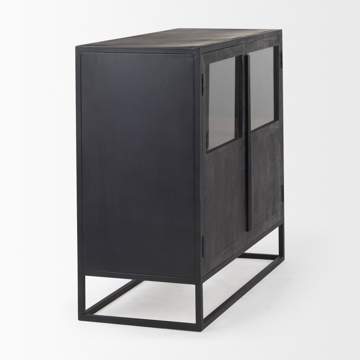 Sloan 40.0W Black Wood with Black Metal Frame Accent Cabinet, Cabinets & Chest by Mercana, 40" length x 17.5" width x 36.25" height View 6