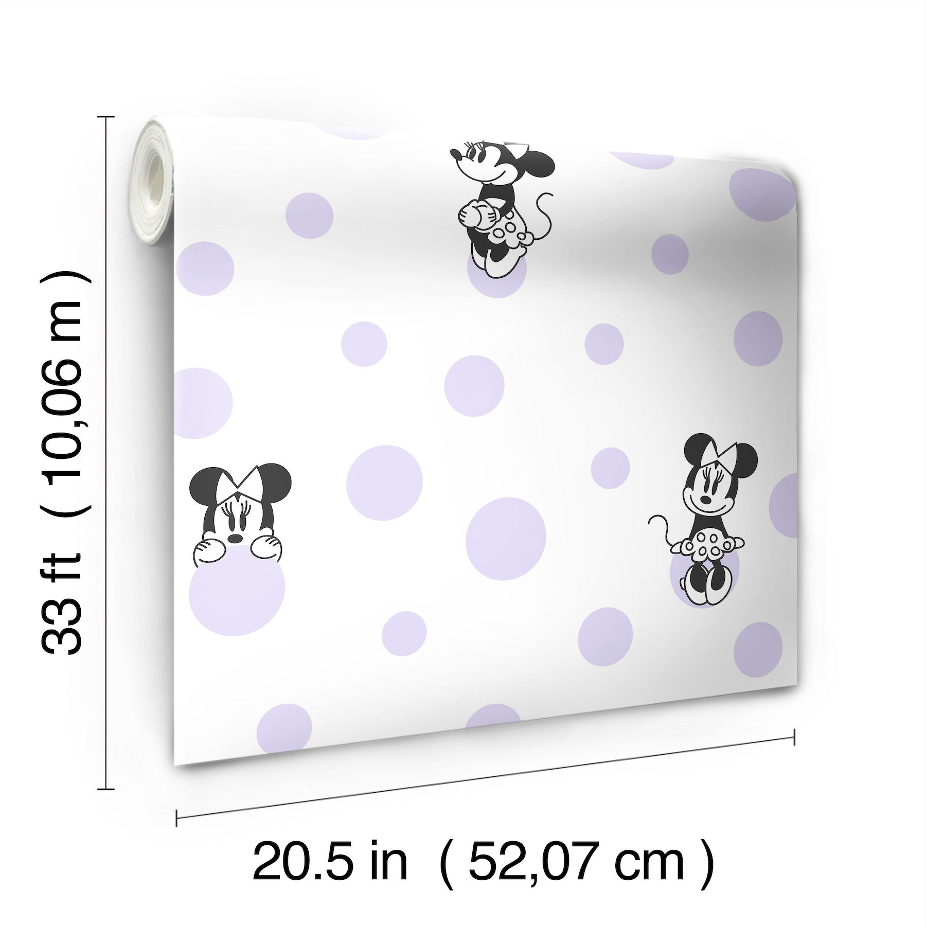 Disney Minnie Mouse Dots Purple Wallpaper, by York Wall, 33' length x 1'8.5" width x 0.02" depth View 6