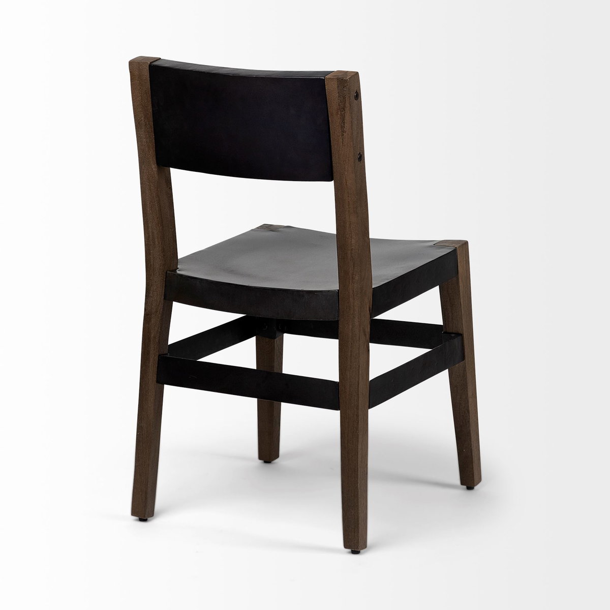 Nell Open Back Dining Side Chair | Black Iron with Brown Wooden, Dining Chair by Mercana, 19.75" length x 19.5" width x 31" height View 6