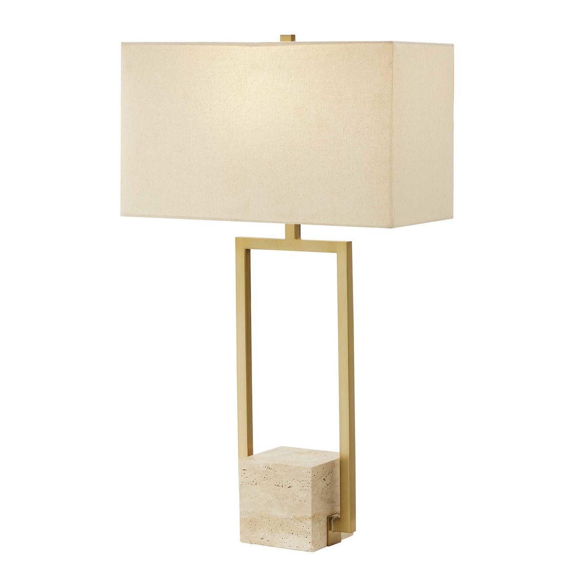 Warrick Modern Travertine Table Lamp, by Uttermost, 18" width x 31.5" height x 10" depth View 1