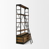 Brodie VIII 57L x 20.5W x 94H Brown Wood Gun-Metal Ladder Four Shelf Shelving Unit, Shelving & Bookcase by Mercana, 57" length x 20.5" width x 94" height thumbnail 11