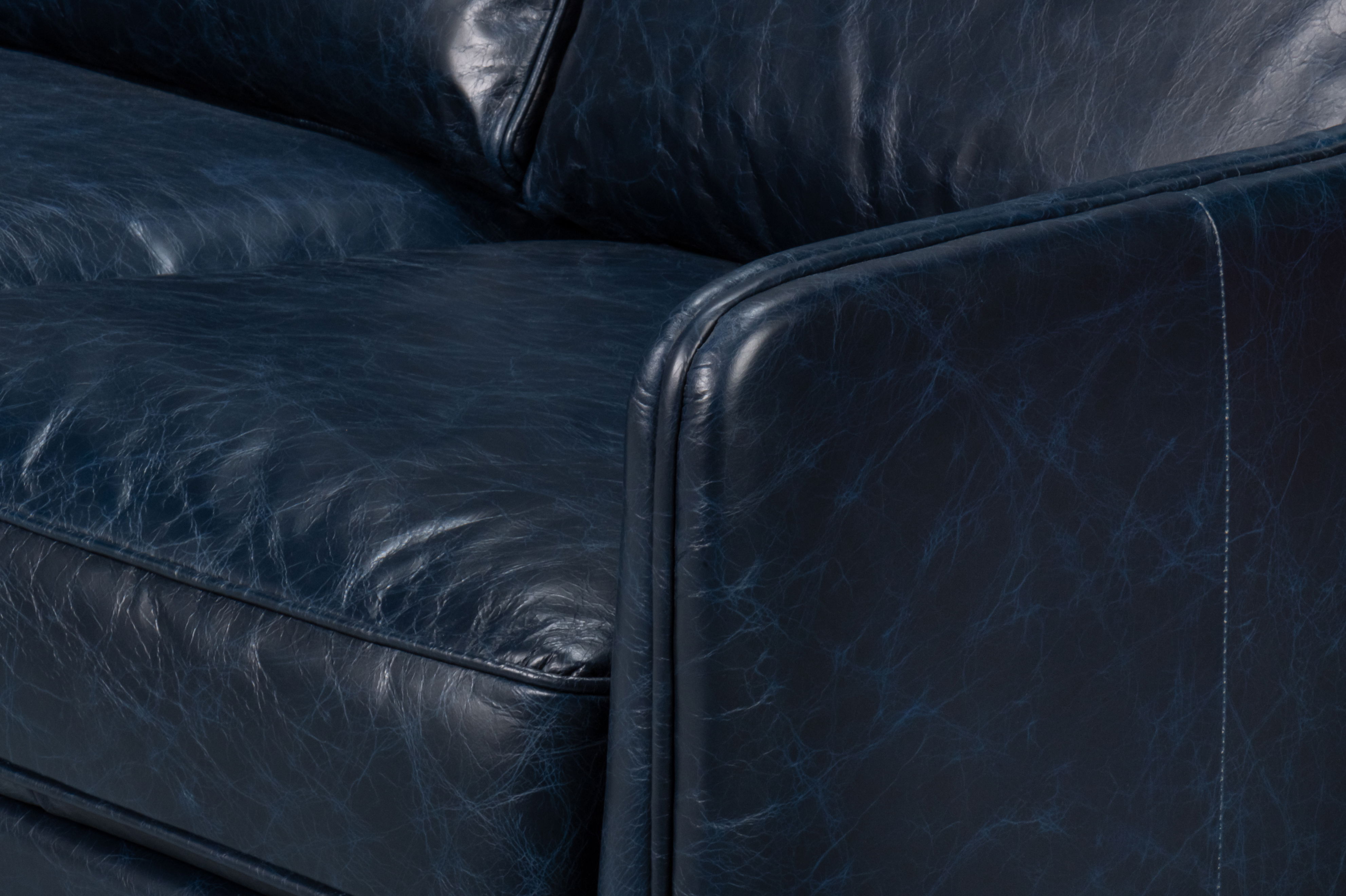 Alehandro Leather Sofa  Chateau Blue large image 
