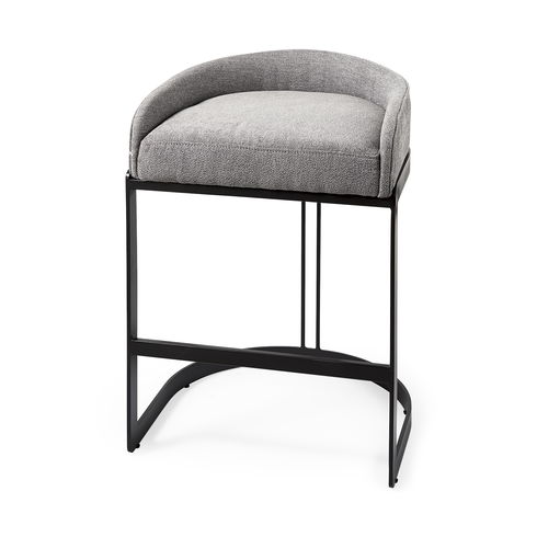 Hollyfield II Gray Fabric Seat with Gray Metal Base Counter Stool