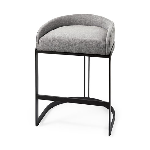 Hollyfield Low Back 28.7in Seat Bar Stool | II Gray Fabric with Counter