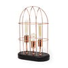 Sutton (19.3'H) Rose-Gold Metal Cylindrical Cage Three Bulb Table Lamp, by Mercana, 12.5" length x 7" width x 19.25" height thumbnail 1