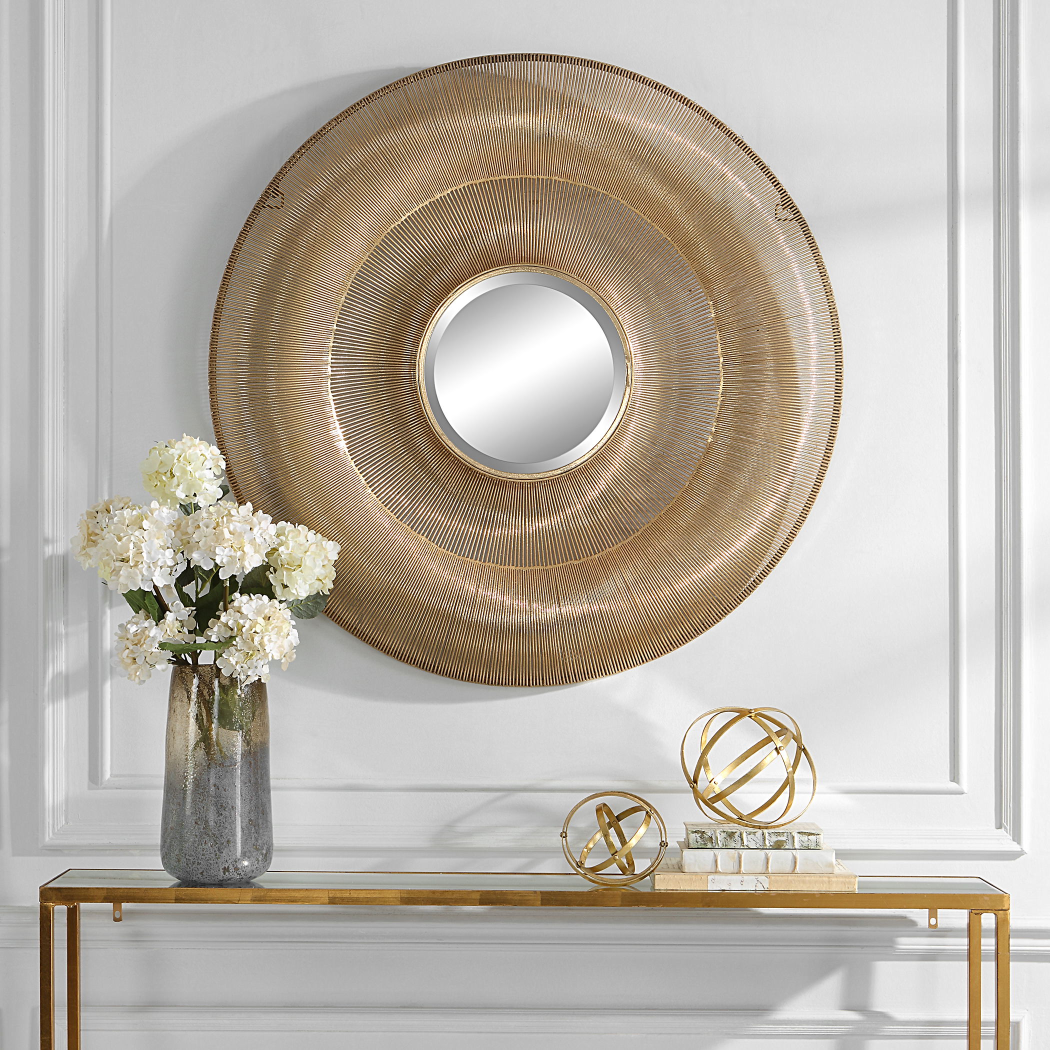 Bauble Round Gold Mirror large image 