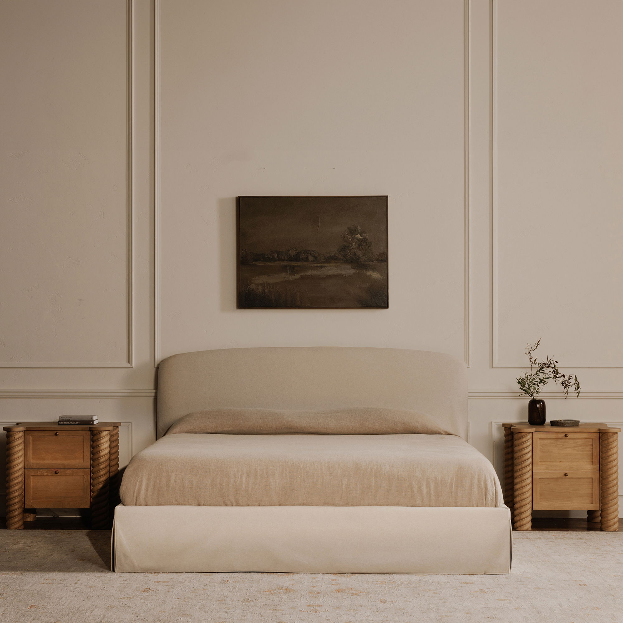 Treccia 2 Drawer Nightstand Oak, by Moe's Home, 27.5" width x 25.25" height x 21.5" depth View 13