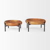 Wally Round Medium Brown Wood with Matte Black Metal Stand Trays thumbnail 2