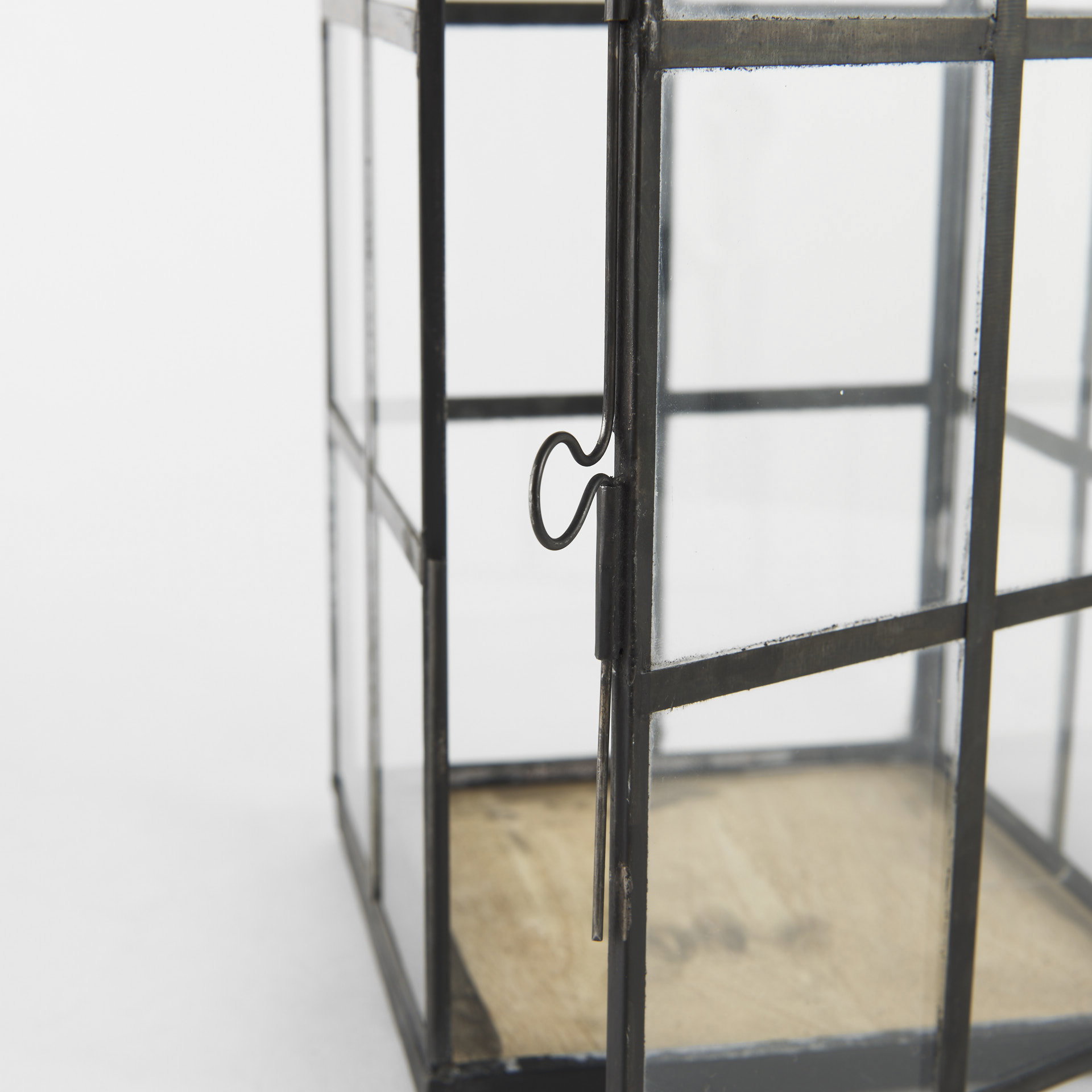 Gamfield  Medium Black Metal and Glass Lantern, Lighting by Mercana, 6.1" length x 6.1" width x 13.39" height View 11