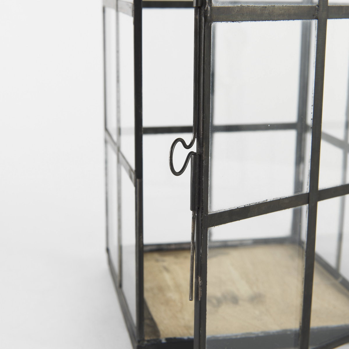 Gamfield  Medium Black Metal and Glass Lantern, Lighting by Mercana, 6.1" length x 6.1" width x 13.39" height View 11