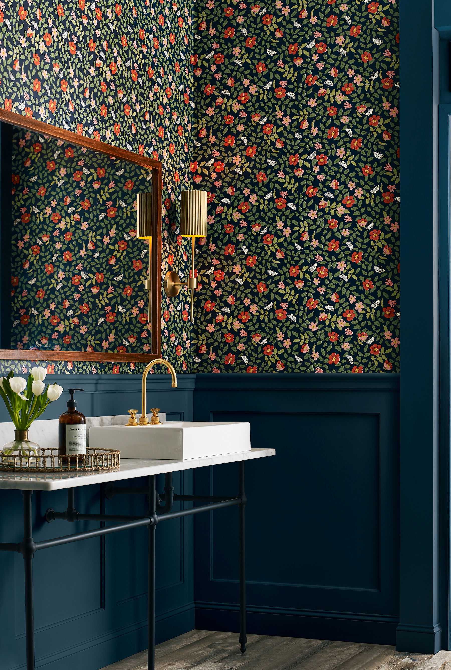 Primrose Rose & Navy Peel & Stick Wallpaper large image 