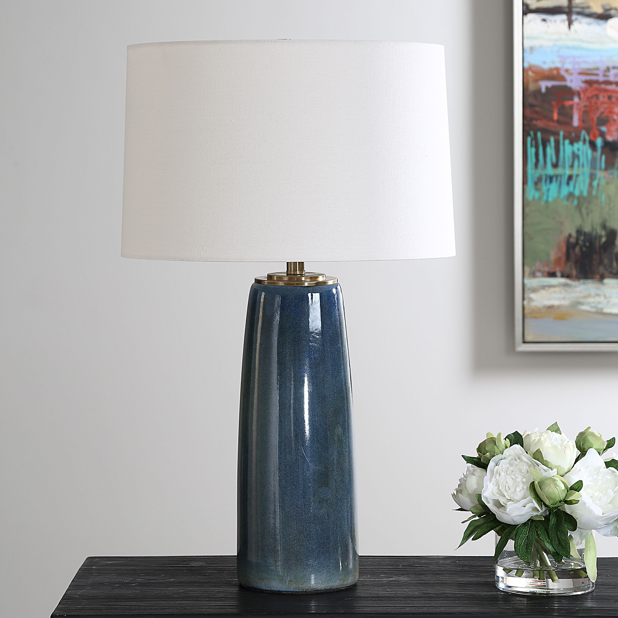 Submerged Deep Blue Table Lamp large image 