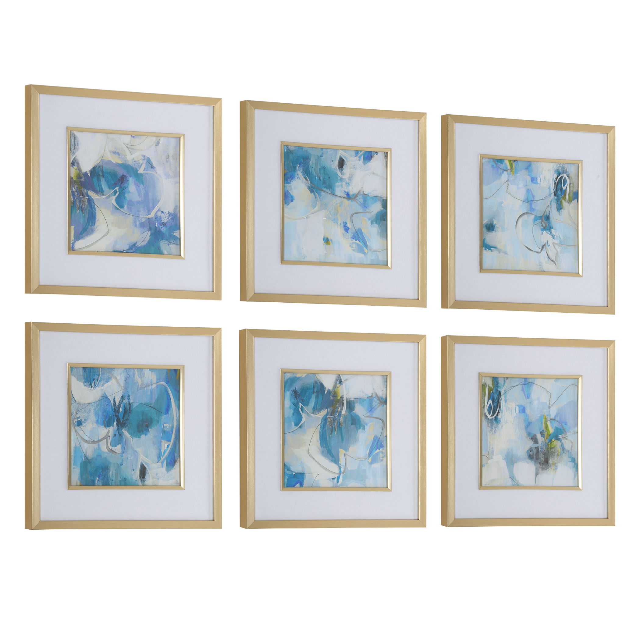 Fresh Start Blue Abstract Prints, S/6 large image 