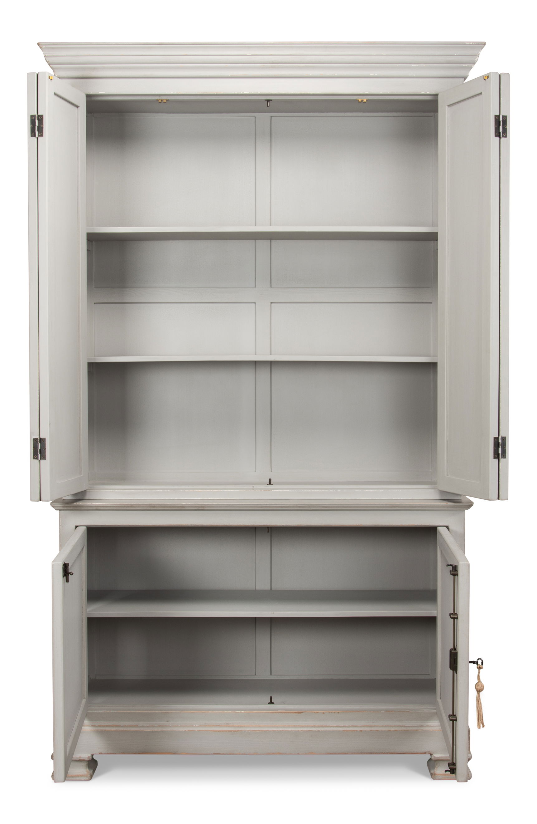 *Painted Directoire Style Cupboard, Shelving & Bookcase by Sarreid, 54" length x 17" width x 89" height View 13