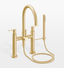 Online Designer Bathroom D Street Deck Mounted Tub Filler With Handshower - Satin Brass
