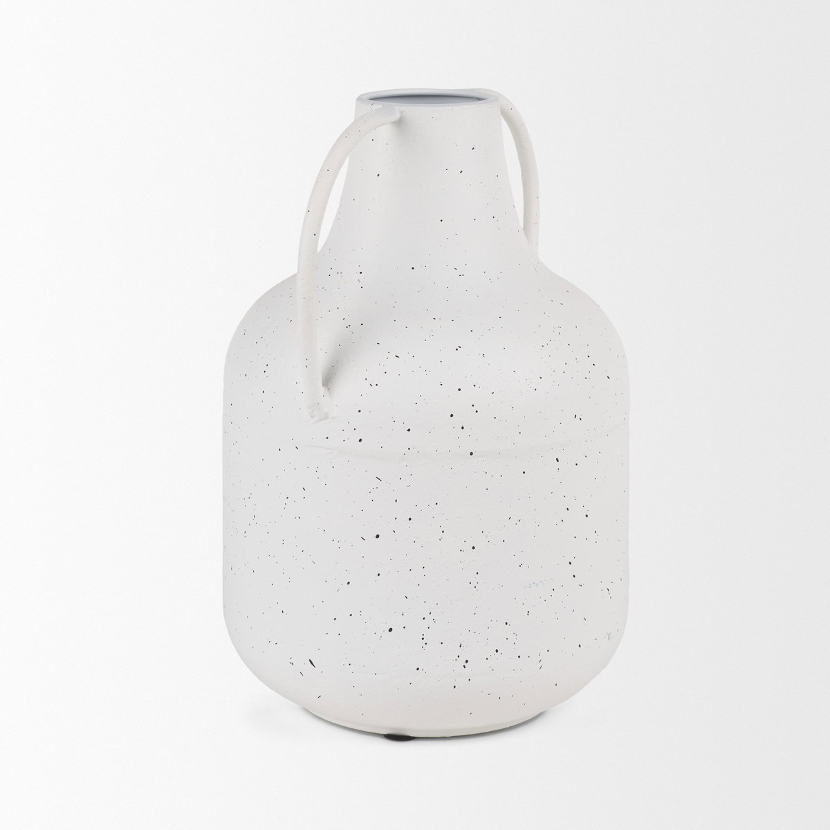 Treva Tall White with Black Speckles Metal Vase, by Mercana, 9.06" length x 7.87" width x 12.2" height View 7