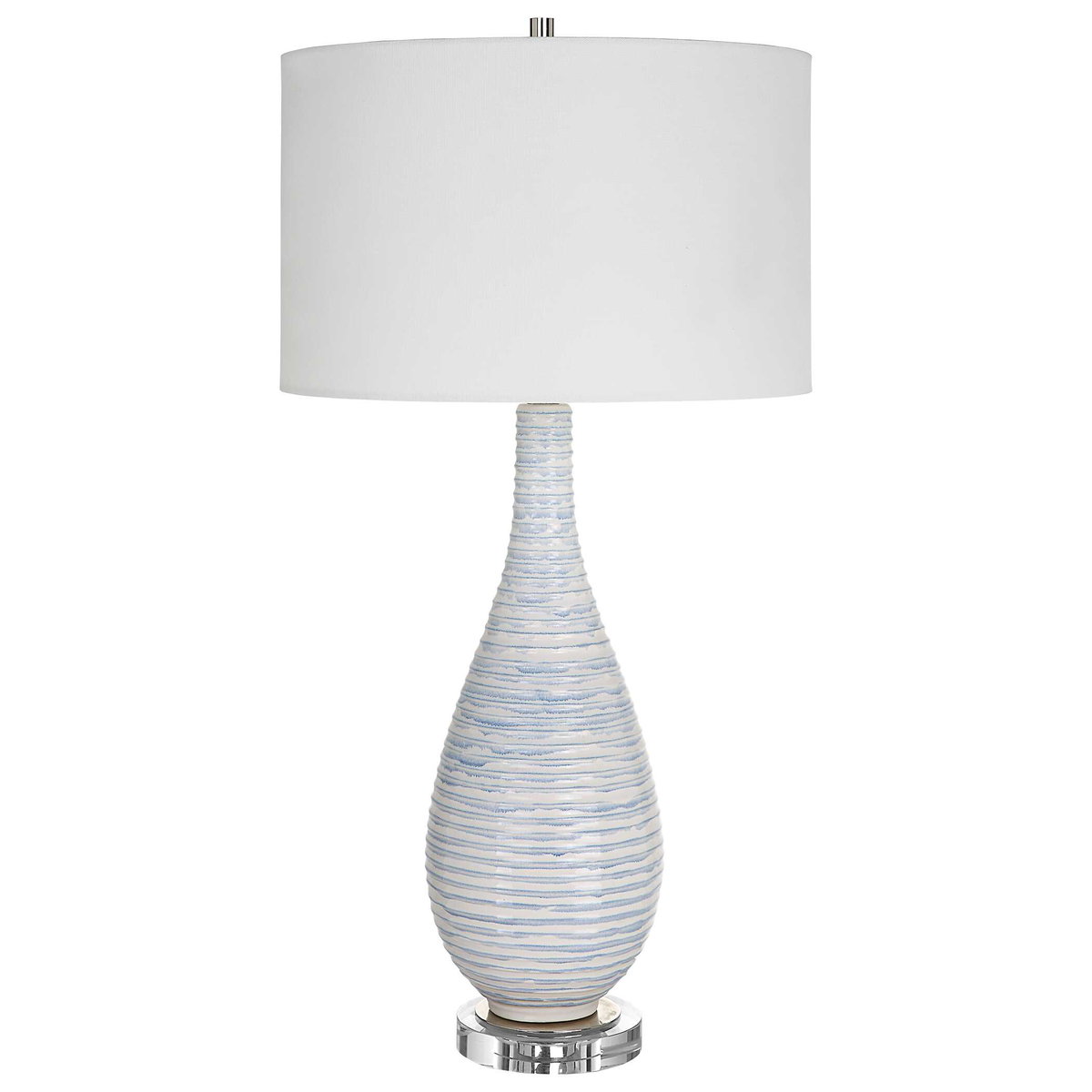 Clariot Ribbed Blue Table Lamp, by Uttermost, 16" width x 31" height x 16" depth View 5