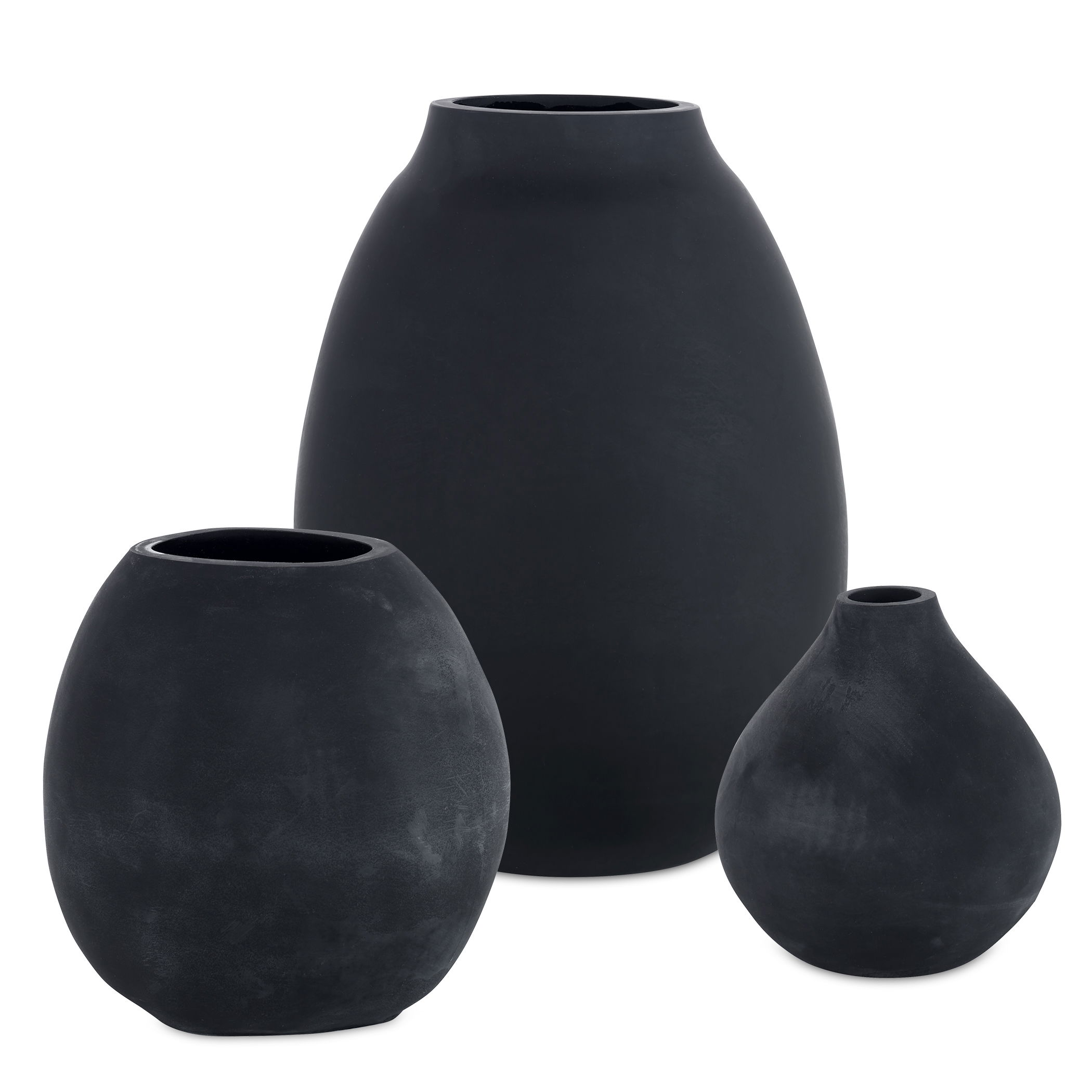 Hearth Matte Black Vases, Set/3 large image 