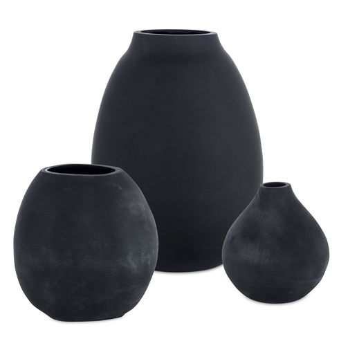 Hearth Matte Black Vases, Set/3