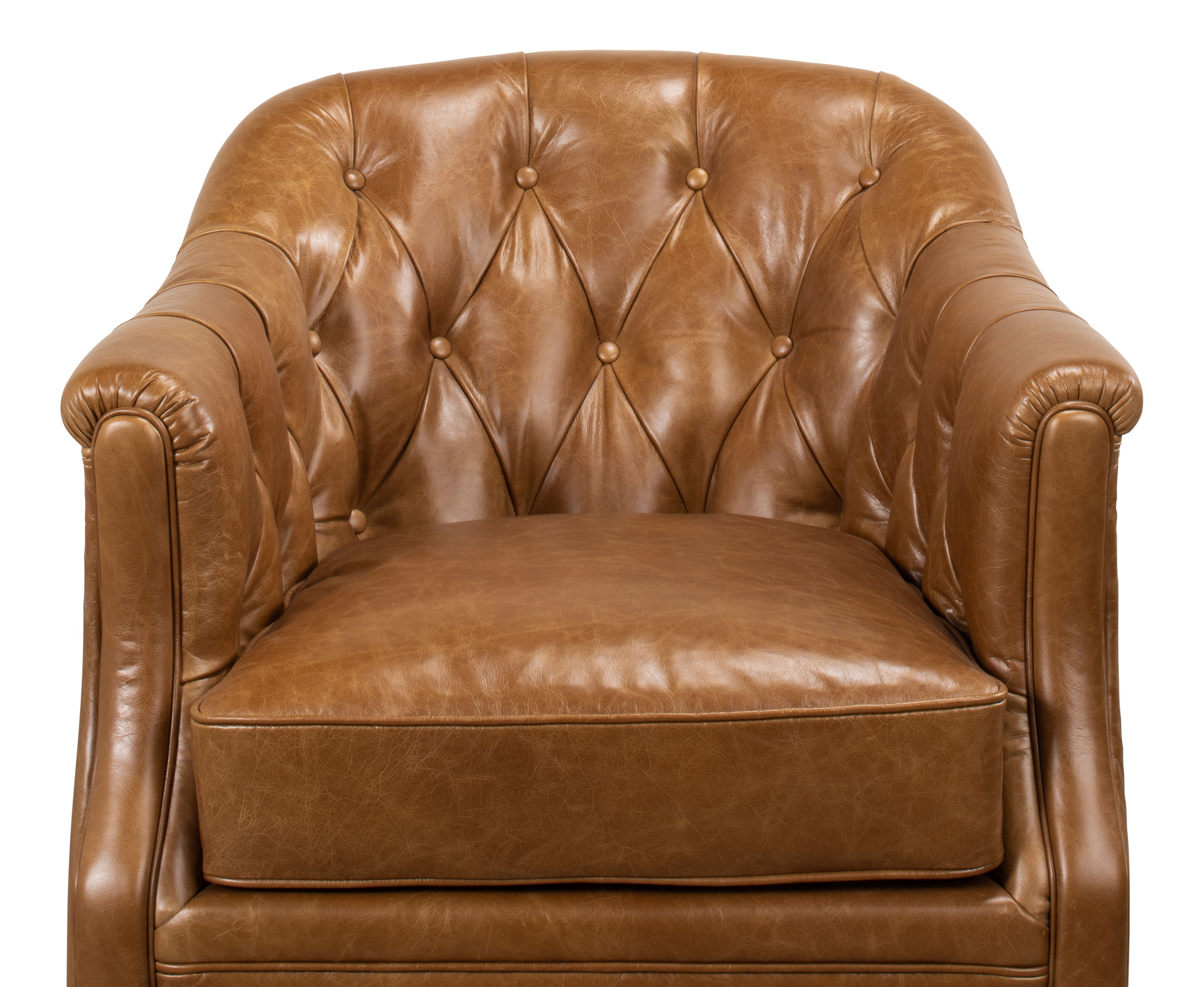 Coolidge Leather Swivel Chair, Cuba Brn, Seating by Sarreid, 30" length x 28" width x 31" height View 3