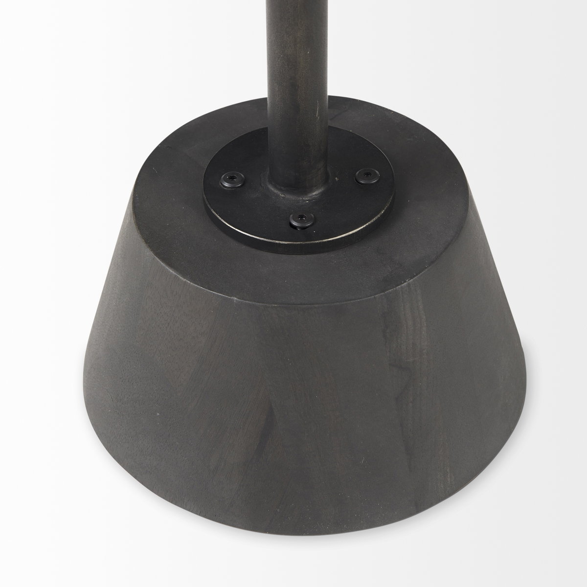 Maxwell 20' Round Dark Brown Wood with Black Metal Pedestal Side Table, Side & End Table by Mercana, 20" length x 20" width x 24" height View 12