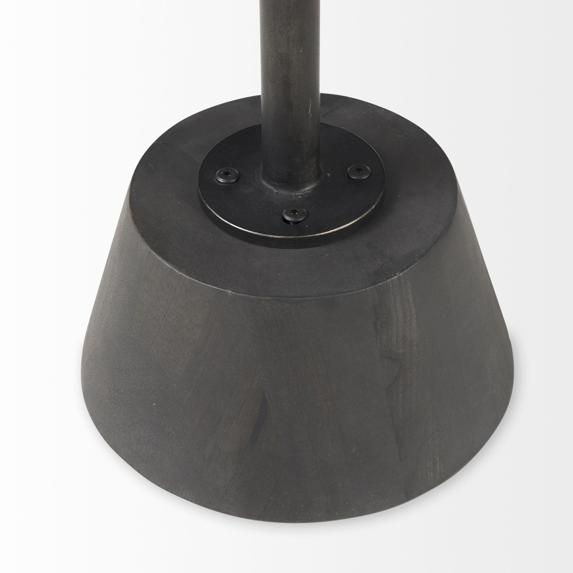 Maxwell 20' Round Dark Brown Wood with Black Metal Pedestal Side Table large image 