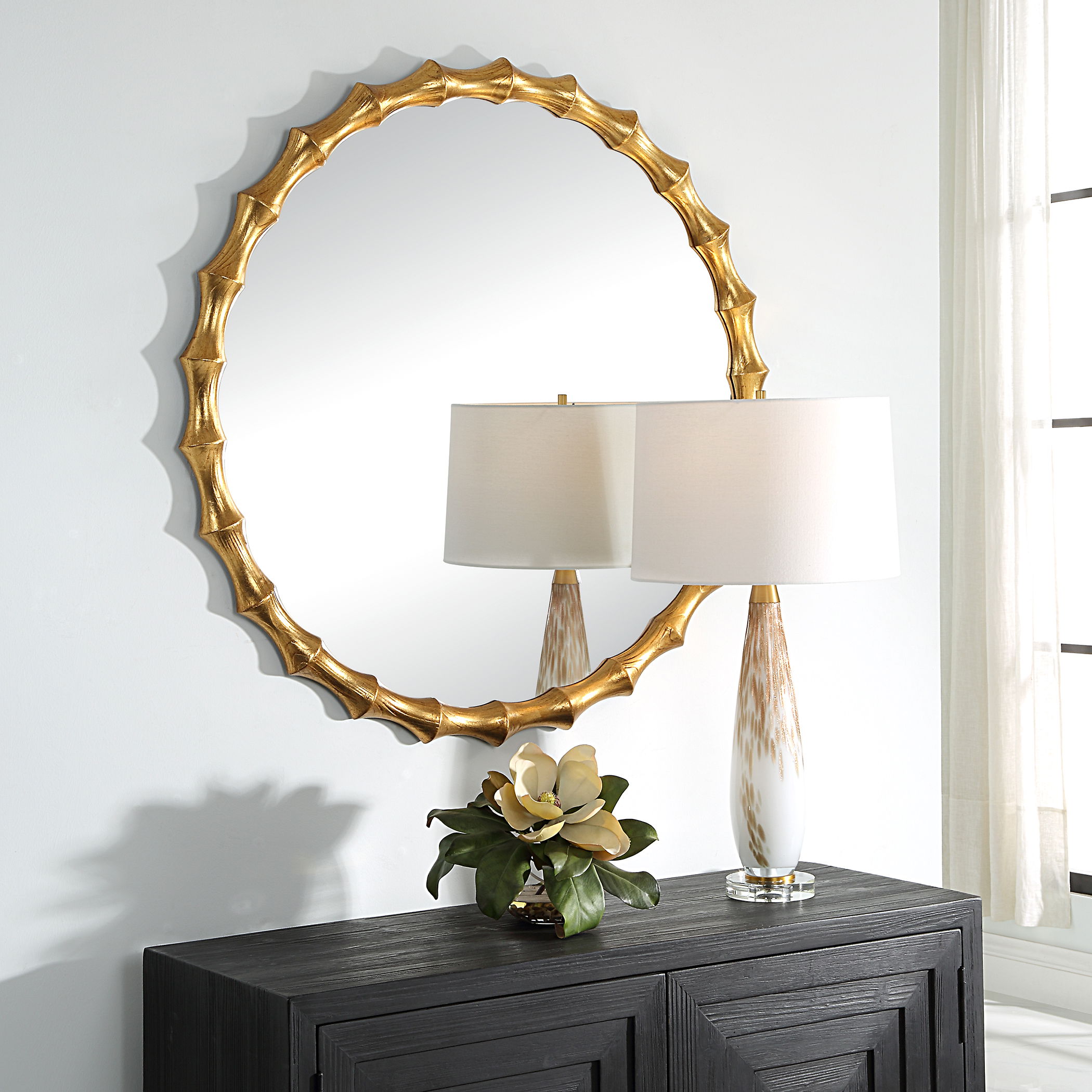 Nacala Round Gold Mirror large image 