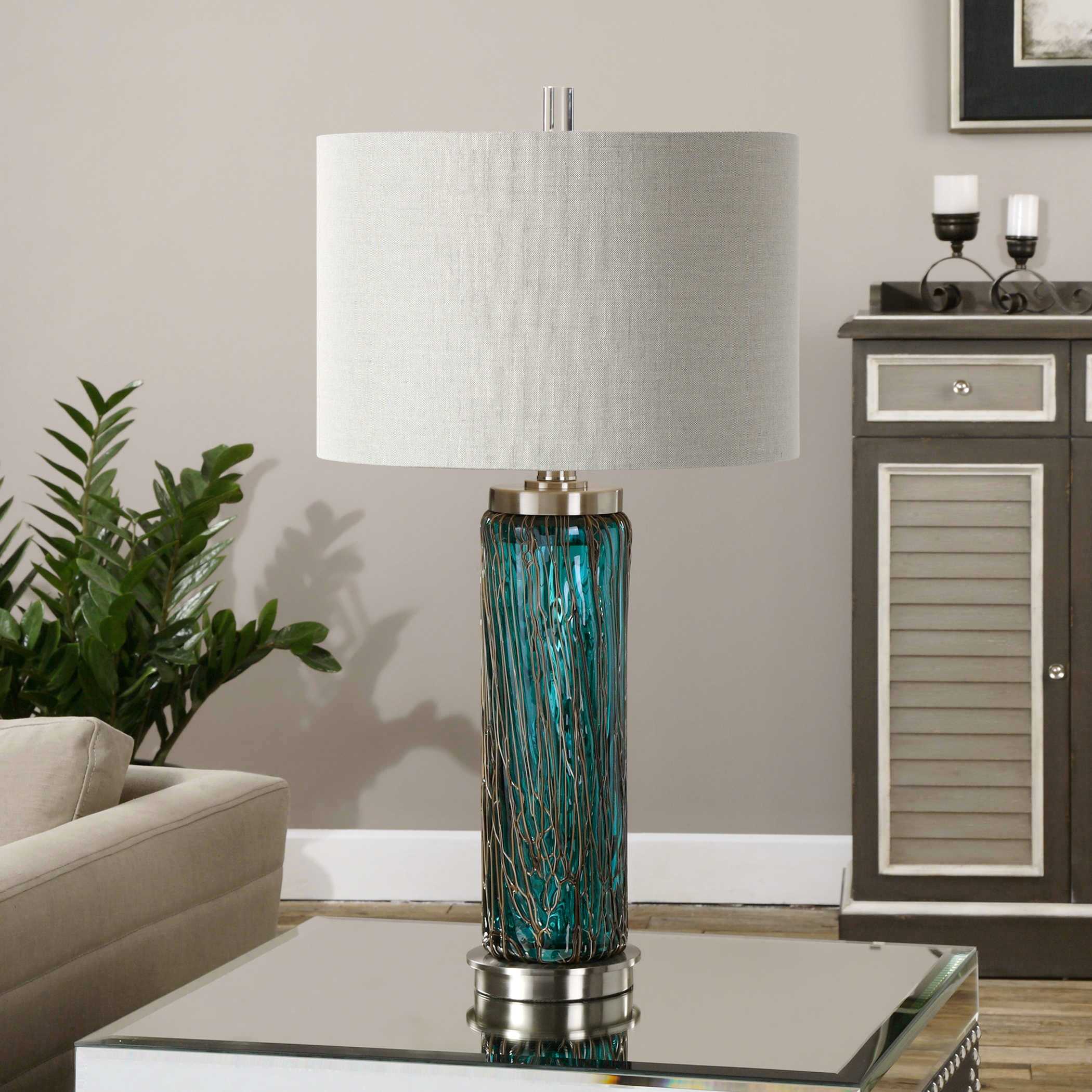 Almanzora Blue Glass Lamp large image 