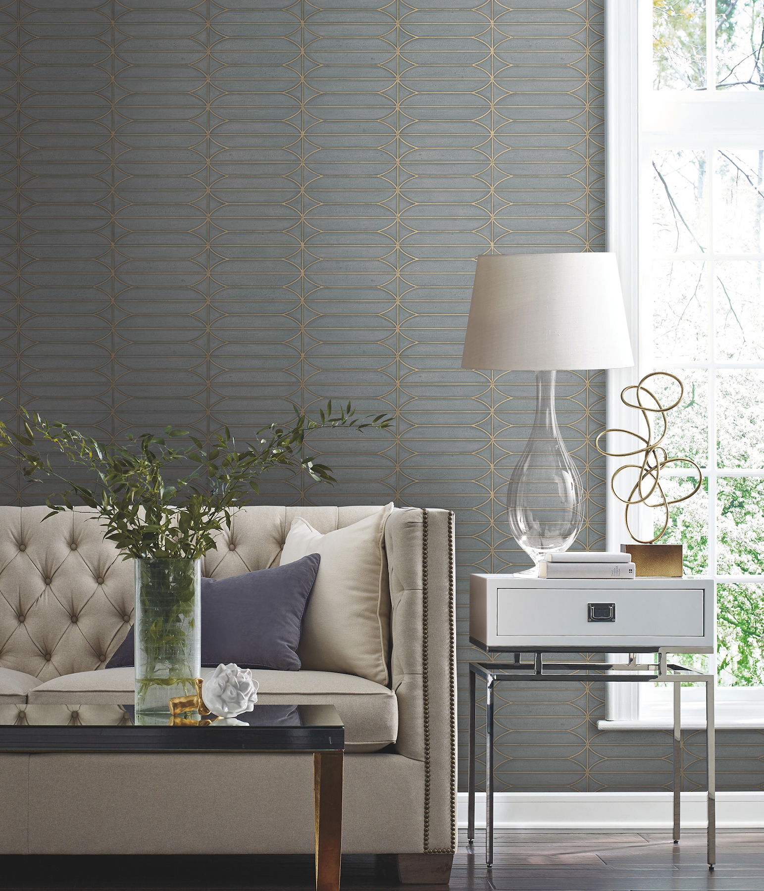 Pavilion Charcoal Peel & Stick Wallpaper large image 