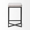 Frodo 26' Seat Height White Fabric Seat Black Metal Base Stool thumbnail 2