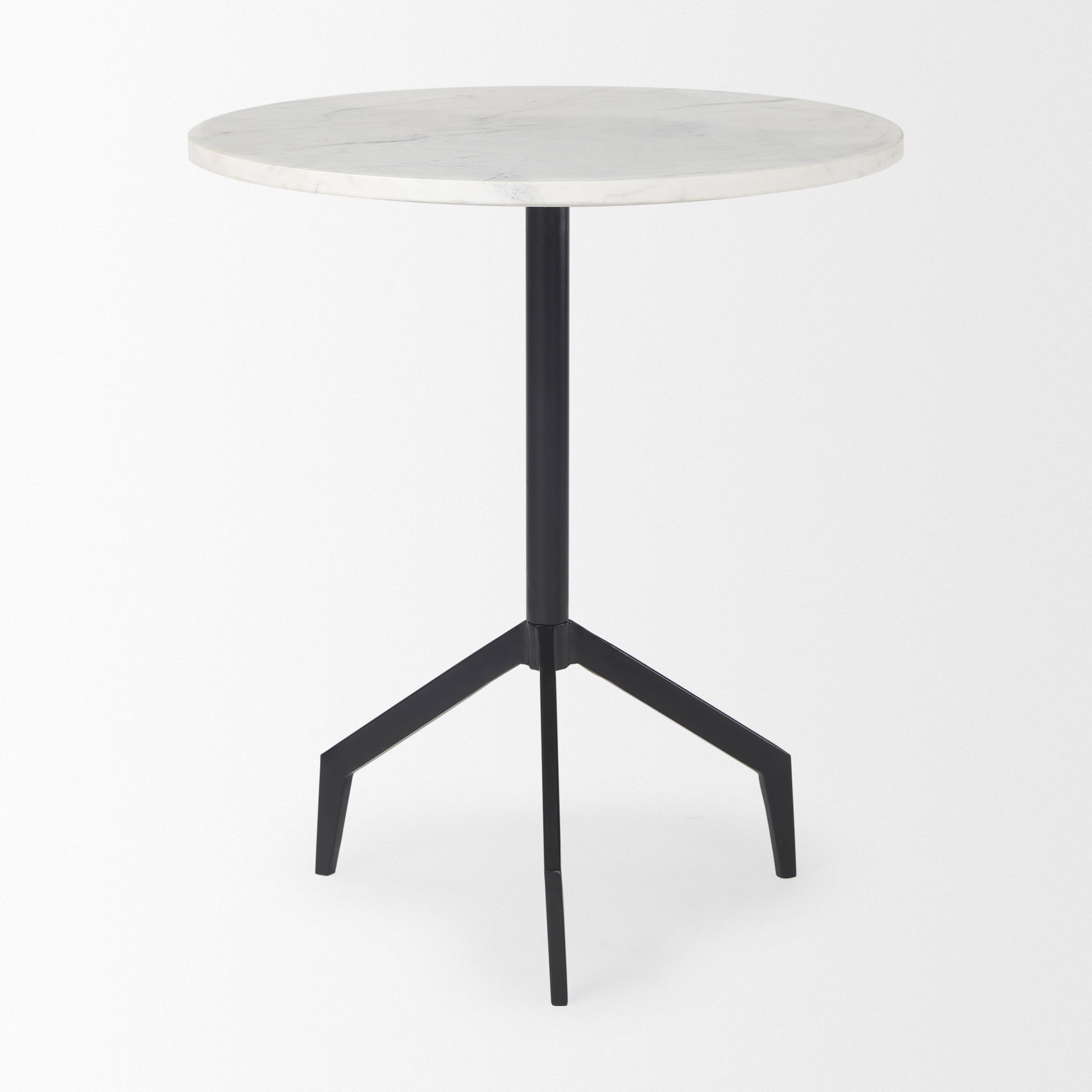 Serre Marble Top 3 Prong Black Metal Base End Table large image 