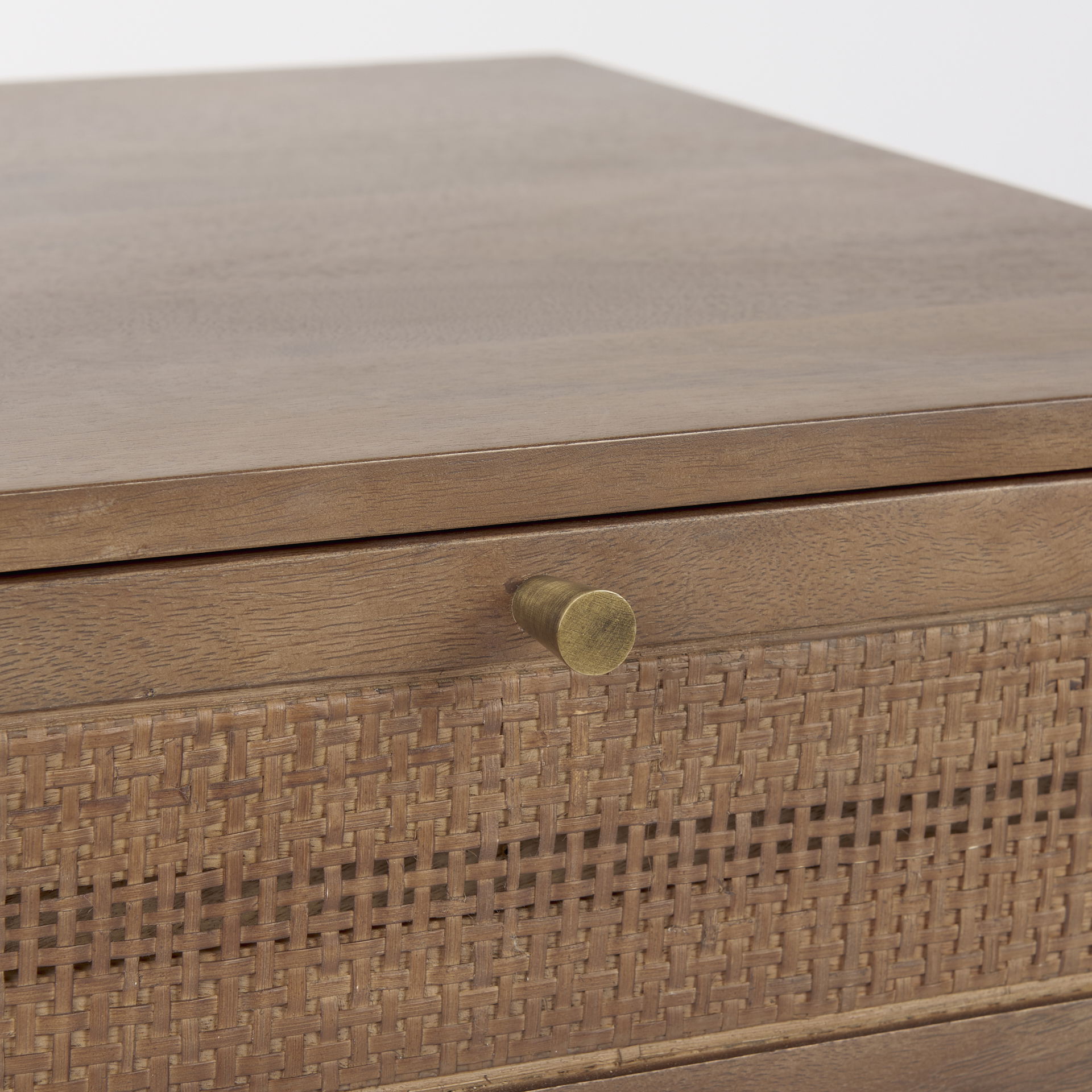 Grier Medium Brown Wood with Cane Accent Table large image 