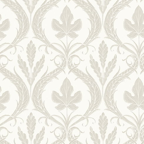 Adirondack Damask Beige & White Wallpaper