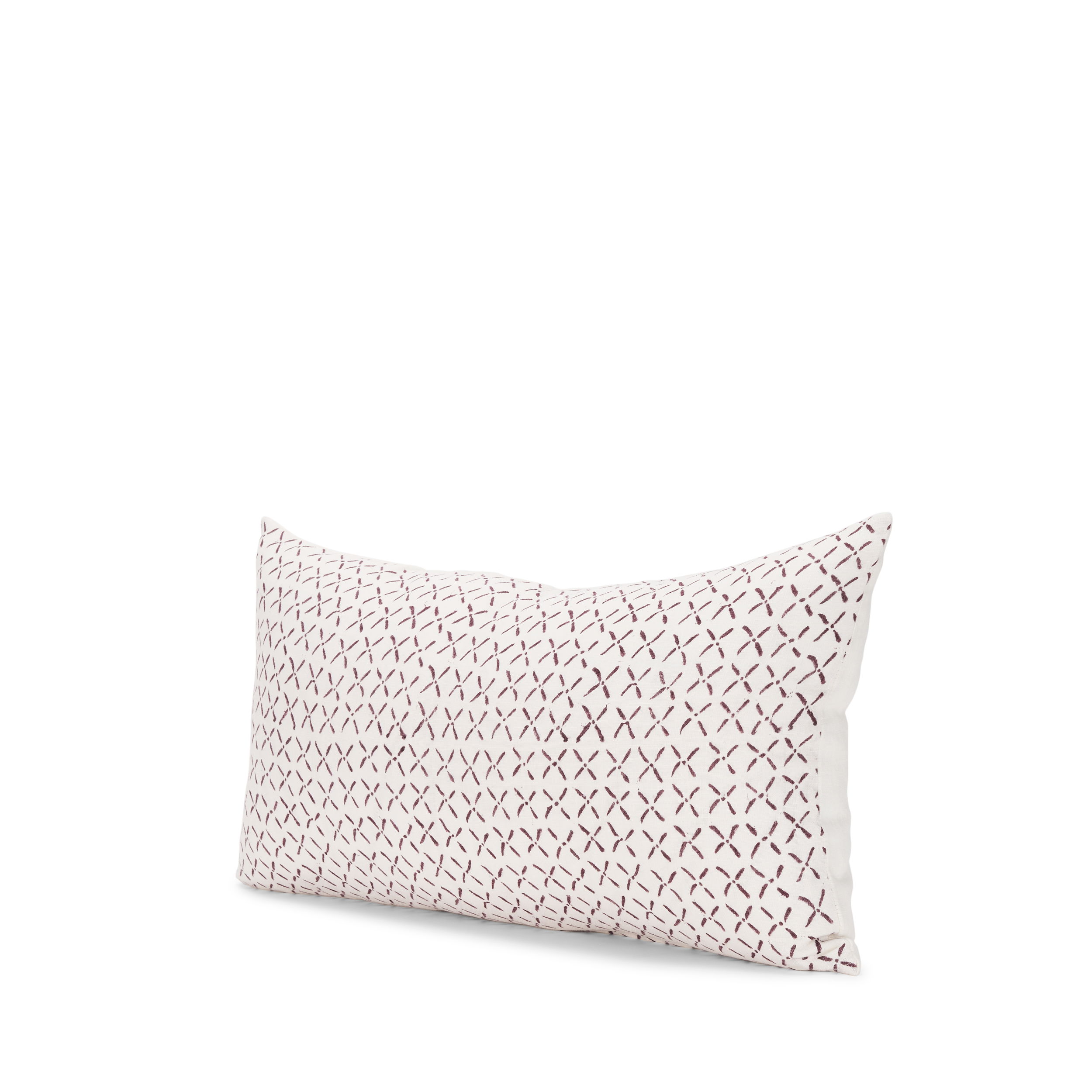 Jayden Cream with Merlot Print Linen Lumbar Decorative Pillow Cover large image 
