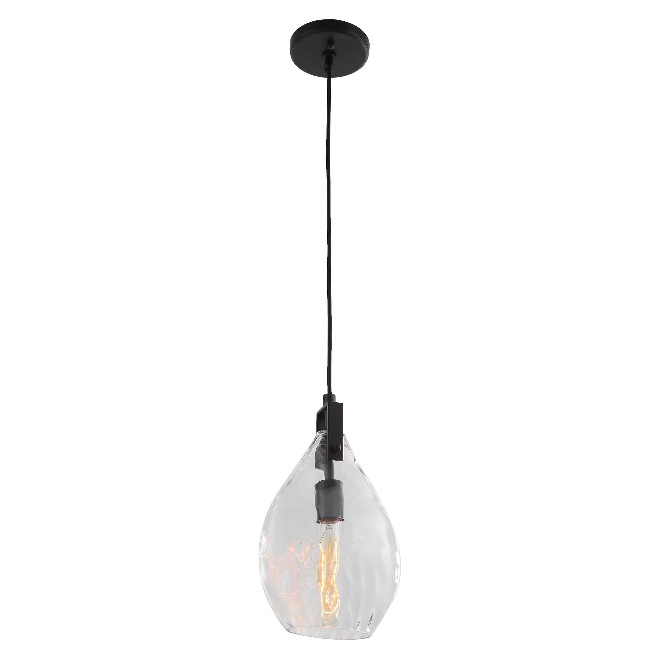 Campester 1 Light Watered Glass Mini Pendant, Ceiling Light by Uttermost, 8.5" width x 14.25" height x 4.12" depth View 5