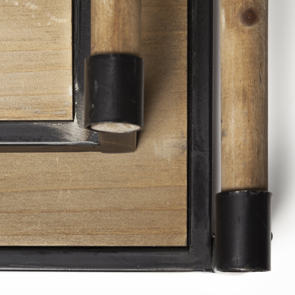 Benson Set of 2 Brown Wood Black Metal Trays, Decorative Tray by Mercana, 26" length x 15.75" width x 3.15" height View 6