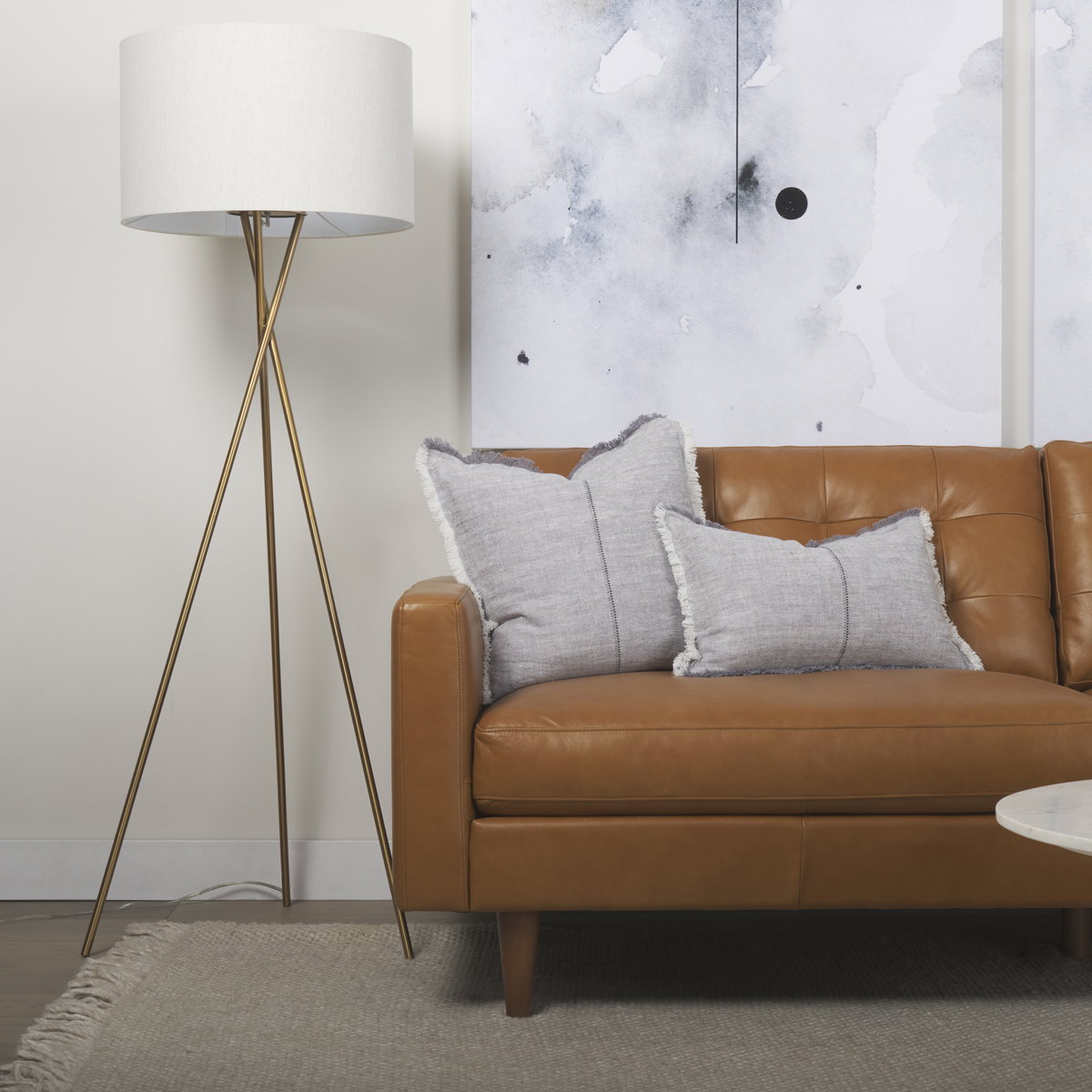 Olaf  Tan Leather Sofa, Sofas & Sectional by Mercana, 88.19" length x 37.8" width x 35.04" height View 5