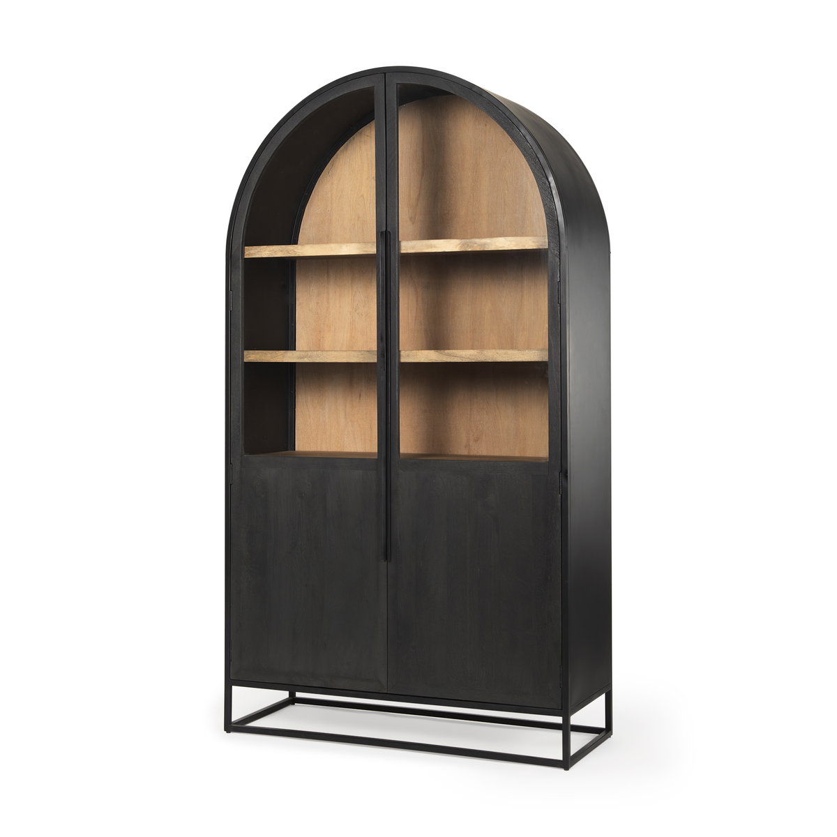 Sloan 47.5W x 85.5H Black Wood with Black Metal Frame Arch Cabinet, Cabinets & Sideboard by Mercana, 47.5" length x 18.5" width x 85.5" height View 1