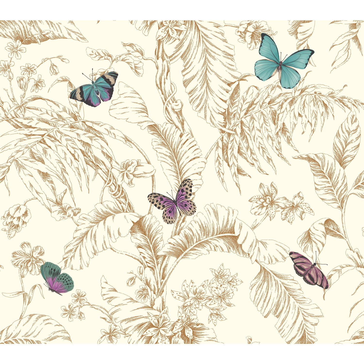 Papillon Gold Wallpaper, by York Wall, 27' length x 2'3" width x 0.02" depth View 1