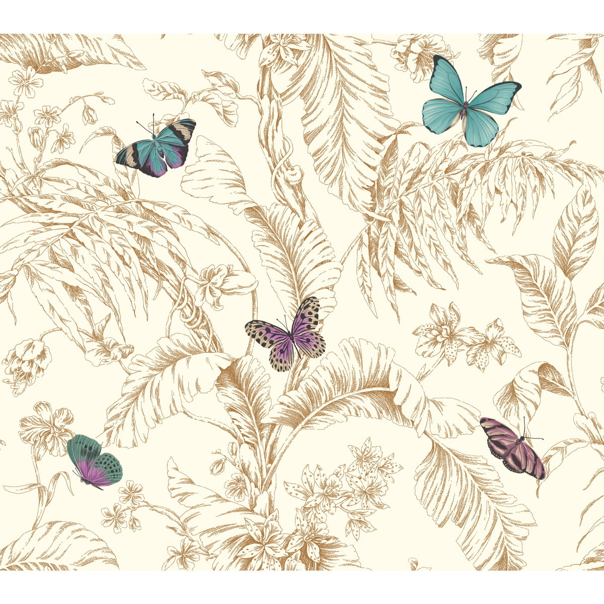 Papillon Gold Wallpaper, by York Wall, 27' length x 2'3" width x 0.02" depth