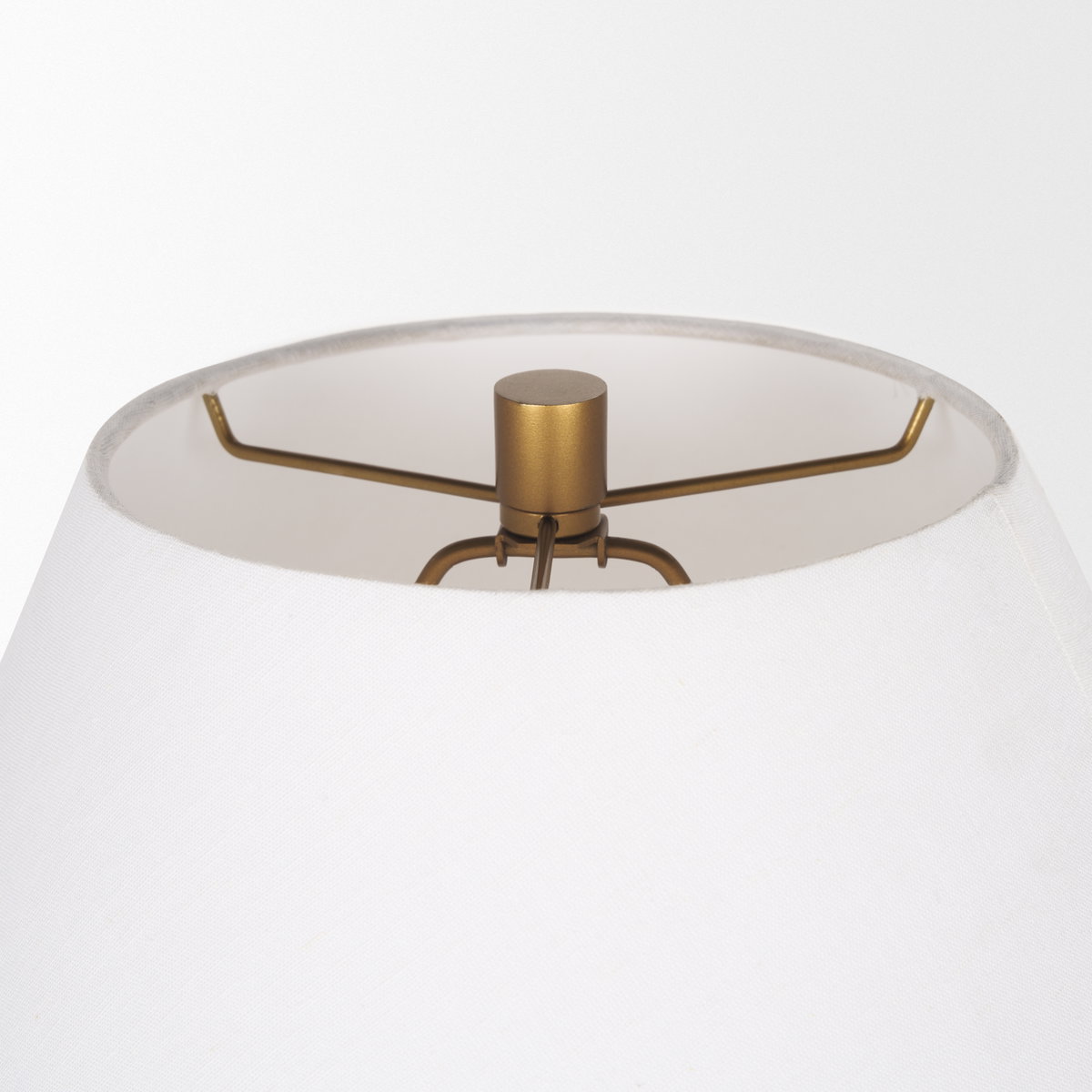 Salaah Antique Gold Brushed Metal with Cream Shade Table Lamp, by Mercana, 19.5" length x 19.5" width x 26" height View 5