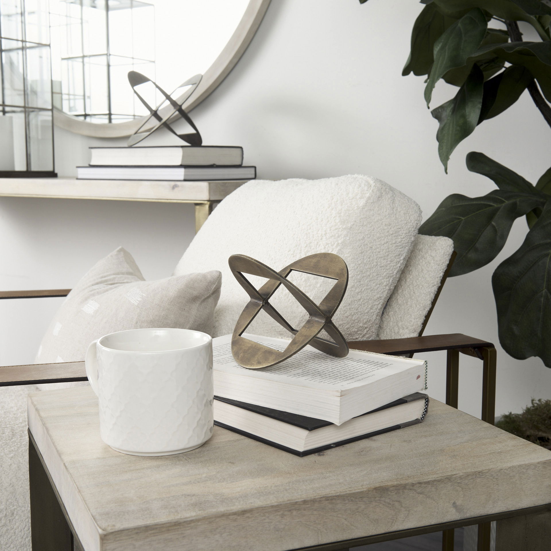 Cusco I (Small) 5L x 5W Gold Geometric Decorative Object, by Mercana, 5" length x 5" width x 5.5" height View 3