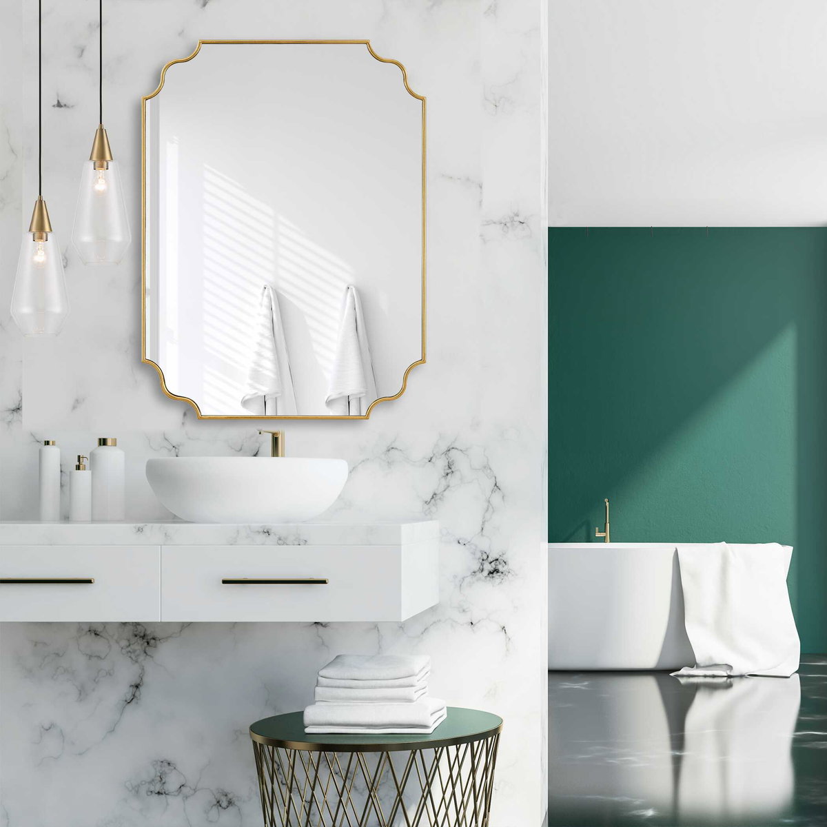 Lennyn Gold Vanity Mirror, by Uttermost, 2'6" width x 3'4" height x 0.75" depth View 2