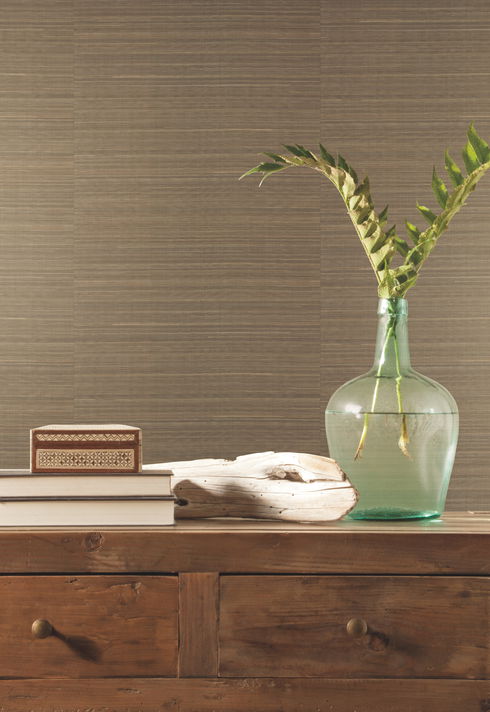 Abaca Weave Brown Wallpaper