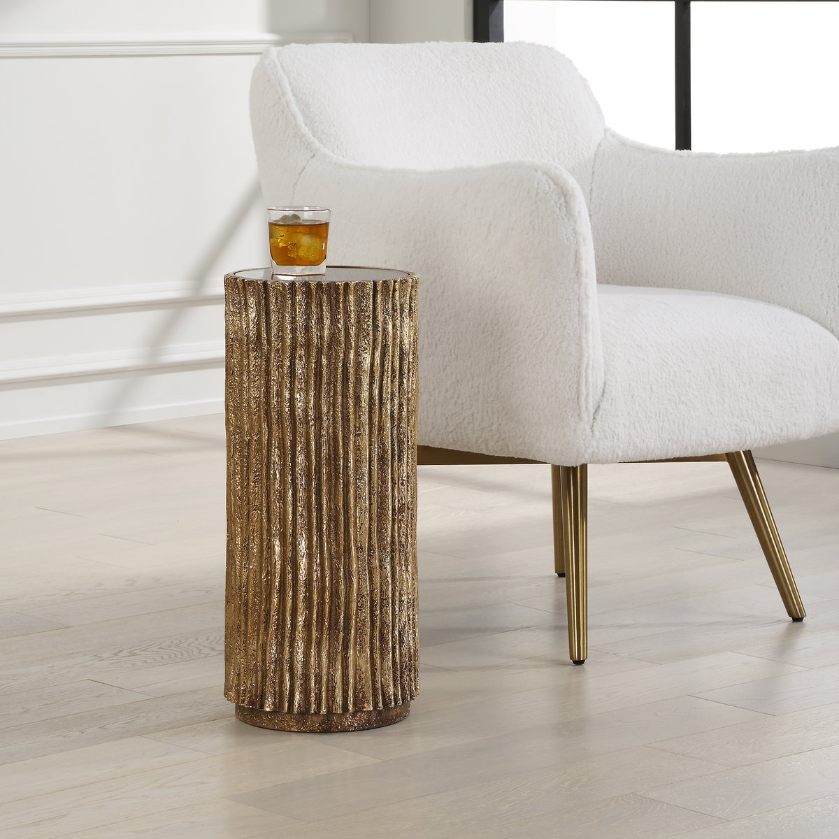 Echo Brass Drink Table, Side & End Table by Uttermost, 10.12" width x 22.5" height x 10.12" depth View 2